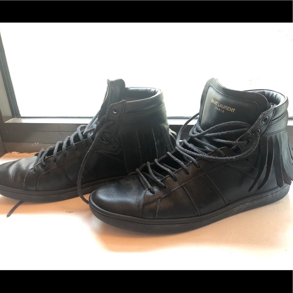 Saint Laurent Leather HighTop Sneaker FringeDetail - Picture 7 of 8
